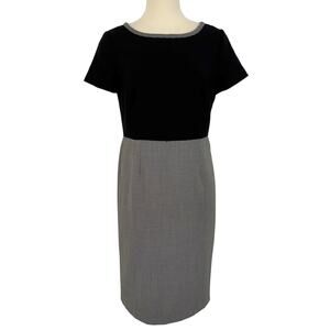 Talbots Herringbone Short Sleeve Sheath Dress Classic Black/White 6